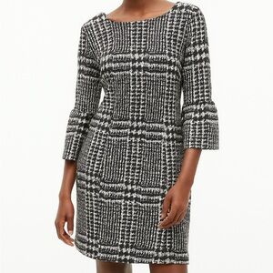 Talbots BELL SLEEVE GALA GLEN PLAID SHEATH DRESS Size 14